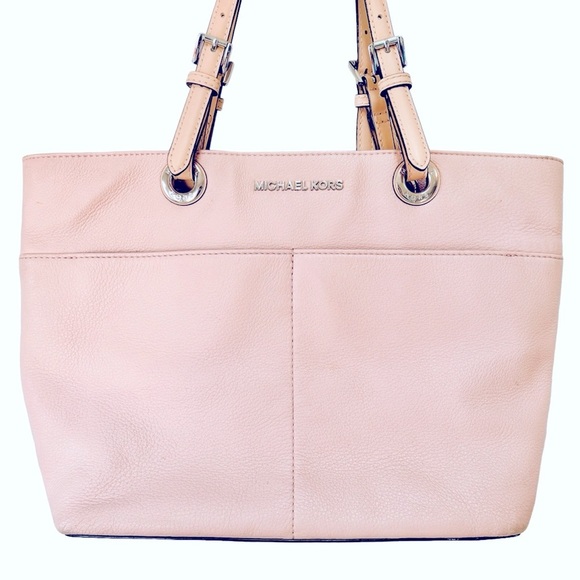 MICHAEL KORS Top Zip Pocketed Bedford Leather Shoulder Tote Bag in Soft Pink - Picture 3 of 15